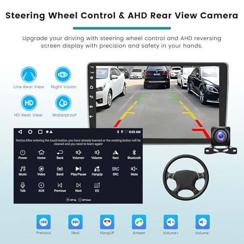 Roinvou 2+64G Android Car Radio for Renault Logan 1 Sandero 2009-2015 Largus Dacia Duster with CarPlay Wireless Android Auto, 9 Inch Screen Radio Wi-FI GPS Bluetooth EQ FM/RDS SWC Backup Camera