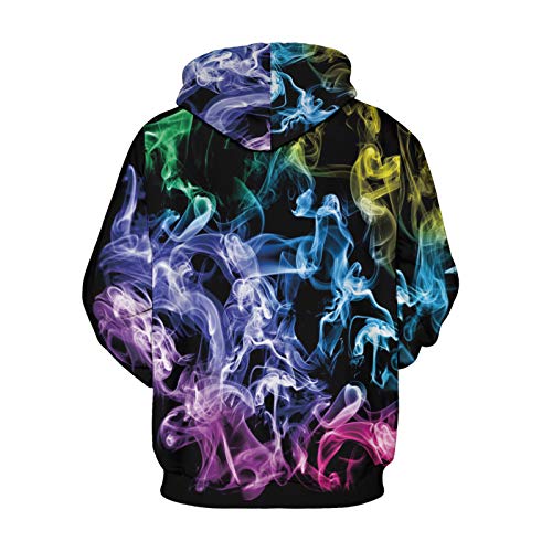 Jessie storee Helloween Hooded Sweatshirt Skeleton Smoke Print Pullover Hoodie Women Men Couples Unisex Horror Terror Sweatshirts Clothing Large Size Sweater Loose Baseball Uniform Tide,Black,XL