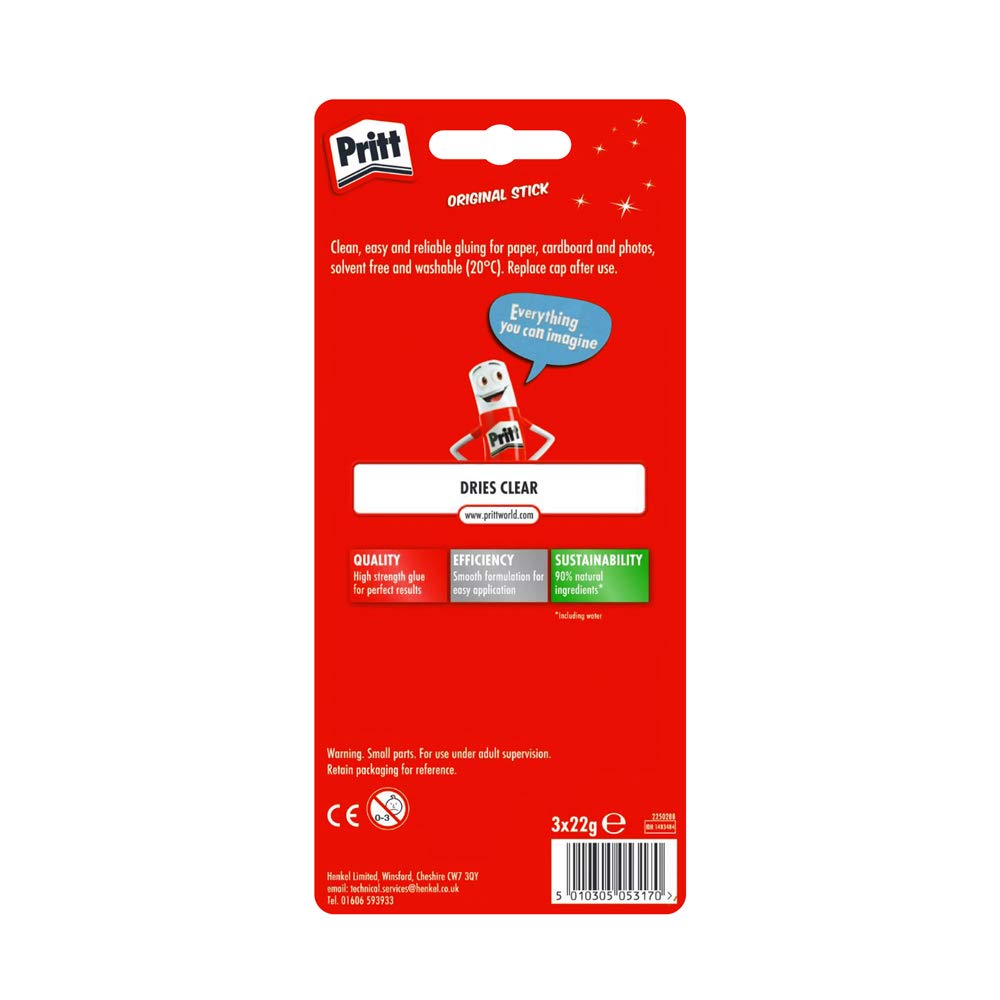 Pritt Stick Original Multi Pack / Childproof and washable glue stick