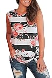 For G and PL Womens Floral Sleeveless Blouse Knot Front Flare Tank Tops