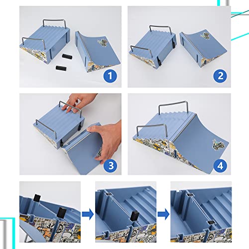 Fingerboard Skateboard Complete Set With Metal Flat Rail - Wood Deck & Bearing Wheels
