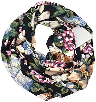 Sales Clearance!Women Scarves with Zipper Pocket,BANAA Print Winter Scarf Convertible Infinity Scarf Pocket Loop Scarf