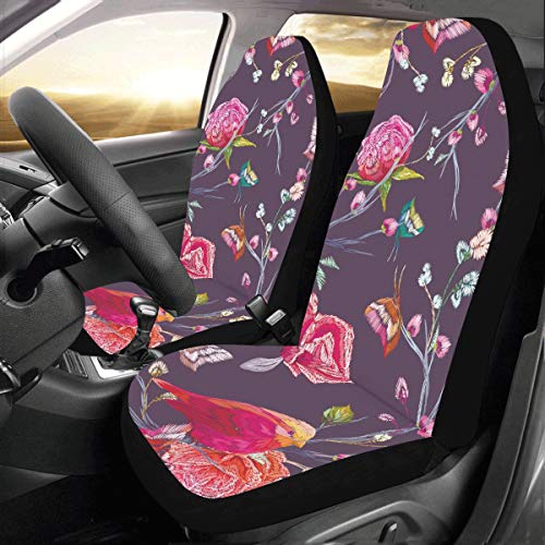 Girls Butterfly Fairy with Flowers Custom New Universal Fit Auto Drive Car Seat Covers Protector for Women Automobile Jeep Truck SUV Vehicle Full Set Accessories for Adult Baby (Set of 2 Front)