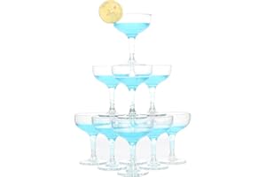 Belinlen 18 Count 5oz Acrylic Martini Glasses for Party Champagne Tower Plastic Champagne Coupe Glasses for Martini, Margarit