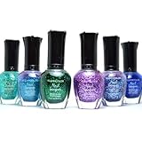 6 KLEANCOLOR BEAUTIFUL GLITTER SET NAIL POLISH COLORFUL LACQUER MANICURE + FREE EARRING