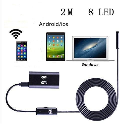 Wireless Borescope camera for iphone,8mm Digital Wifi USB Inspection Camera Borescope 2.0 Megapixels CMOS HD IP67 Waterproof Snake Camera with 8 Adjustable Led Light - 6.5ft 2M