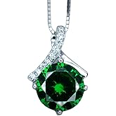 2 CT Emerald Necklace Simple Diamond Bowknot Green Emerald Pendant Sterling Silver White Gold plated Minimalist Created Green Gemstone
