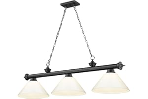 Z-Lite 2306-3MB-PWH Cordon Billiard Pendant, 3-Light 180 Total Watts, Matte Black