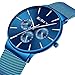 Mens Watch Deep Blue Ultra Thin Wrist Watches for Men Fashion Waterproof Dress Stainless Steel Band