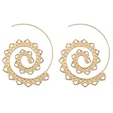 Sundear Vintage Bohemian Spiral Earring Circles Round Tribal Hoop Earrings