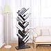 SUPERJARE 9-Shelf Tree Bookshelf | Thickened Compact Book Rack Bookcase | Display Storage Furniture for CDs, Movies & Books | Gray