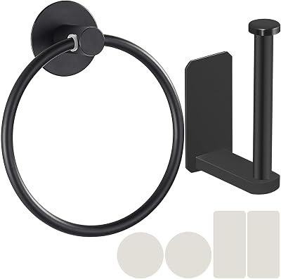 Tahbarshi Self Adhesive Toilet Paper Holder and Hand Towel Ring Set