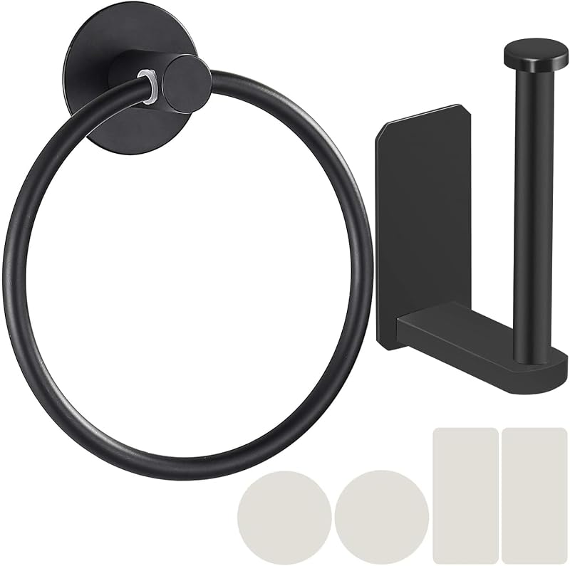 Tahbarshi Self Adhesive Toilet Paper Holder and Hand Towel Ring Set