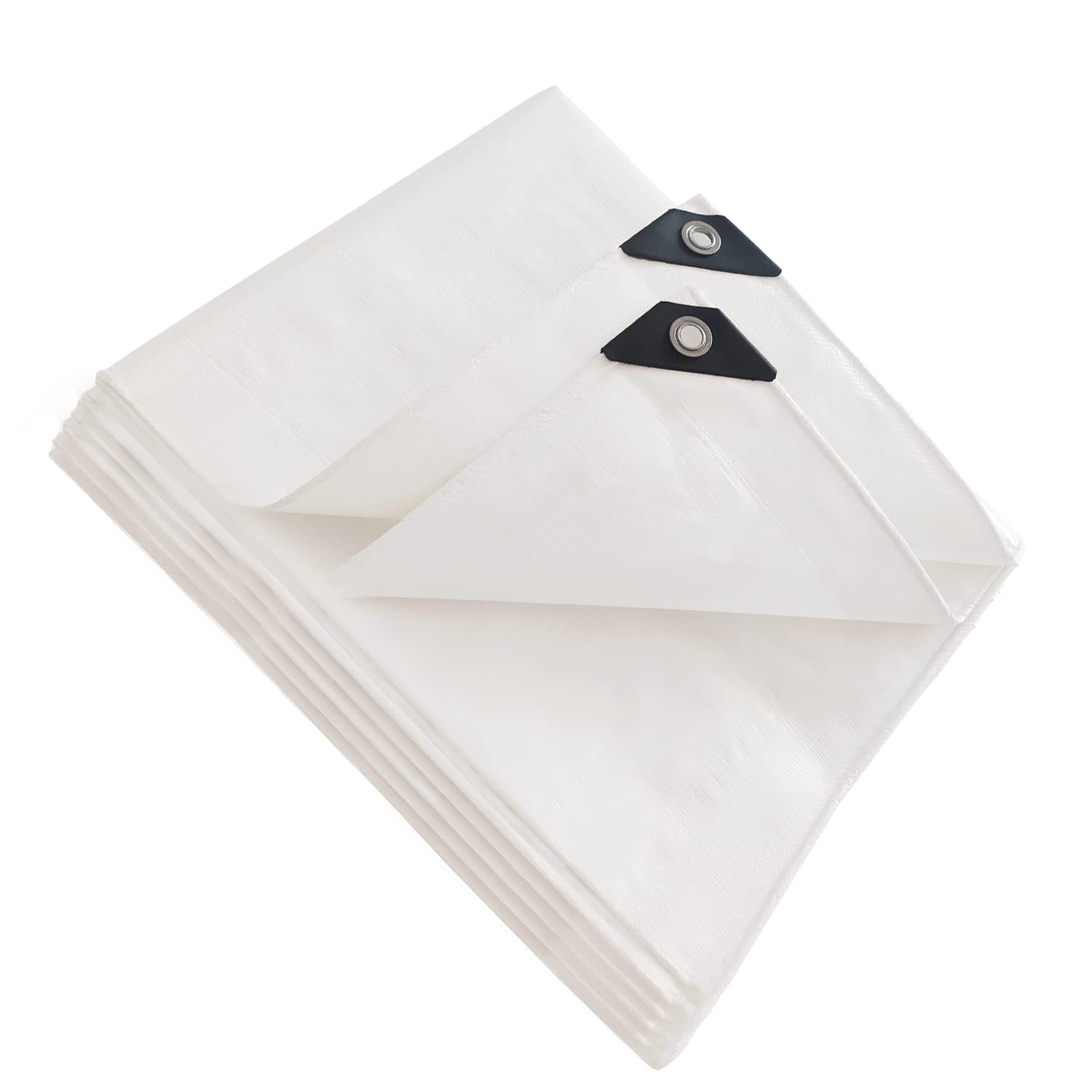 ANSIO Tarpaulin 4m x 5m Water-resistant Heavy Duty Tarp Large Camping Cover Sheet – Multipurpose Groundsheet with UV Protection, Weatherproof & Frost-Resistant – Reinforced Eyelets - White