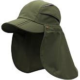LLmoway Men Women Safari Fishing Sun Cap with Removable Neck Flap UPF 50+ UV Protection Quick Dry Breathable Hats