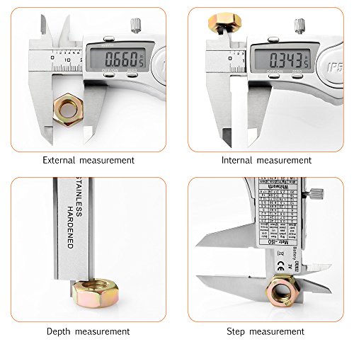 Joyhero Digital Vernier Caliper IP54 Waterproof 6"/150mm Stainless Steel Electronic Digital Caliper with Auto Off LCD Screen, Precise Measuring Inches & Millimeters