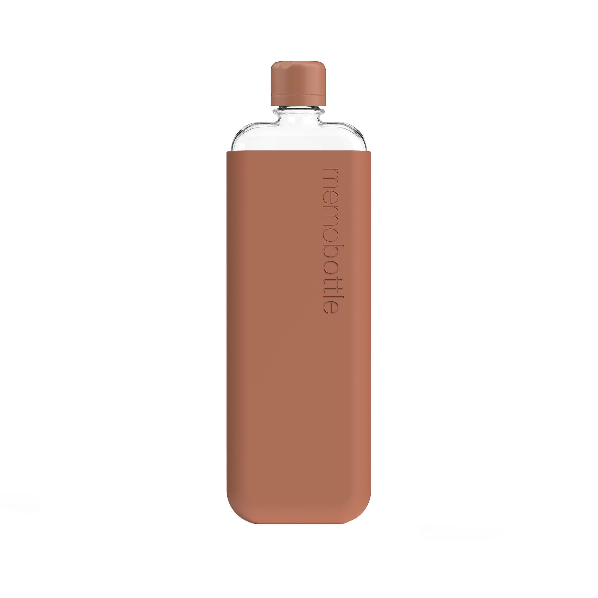 memobottle SLIM (Terracotta) Bundle - 15oz (450ml) - Bottle, silicone sleeve & lid | Sleek, Slim & Flat Water Bottle for Bags, Laptops | BPA Free Tritan | Ideal for Gym| Modern, Minimalist — image 1