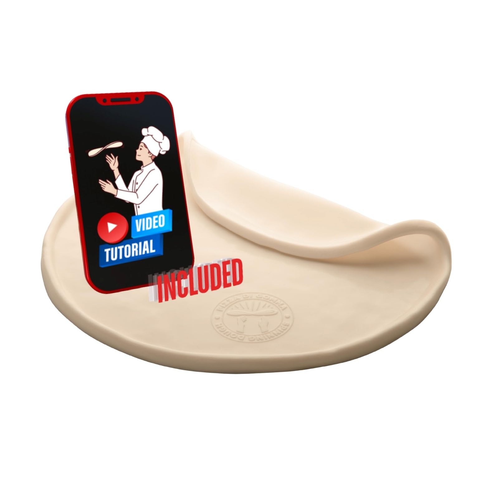 Training pizza disc for pizza acrobatics. Pizza di gomma - Spinning dough - Throw dough with silicone disc - size 13 inch. Rubber pizza. Course of pizza acrobatics on-line.