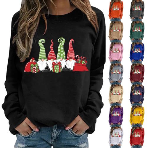 xmas jumper,Christmas Jumpers for Women UK Ugly Xmas Jumper Autumn Winter Sweatshirts Ladies Tops Long Sleeve Sweaters Fall Oversized Outfits Elegant Hoodies Clothing,Black,L