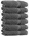 White Classic Luxury Hand Towels | 100% Turkish Cotton Hotel spa Bathroom Towel | 16x30 | 6 Pack | Light Grey