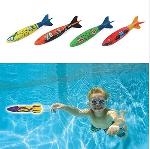 4PCS Underwater Torpedo Rocket Swimming Pool Bathtub Bath Fun Toy Swim Dive Sticks for water Games