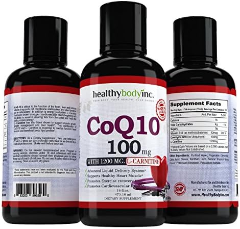 CoQ10 Liquid 100mg HBI Coq10 Premium Absorption Coenzyme Q10 for Heart Heath, Amazing taste Tropical Berry Flavor 32 servings 16oz.