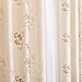 jinchan Floral Embroidered Curtains for Living Room - 84 Inch Long Faux Silk Light Gold Grommet Top Flower Patterned Light Filtering Window Curtain Set 2 Panels
