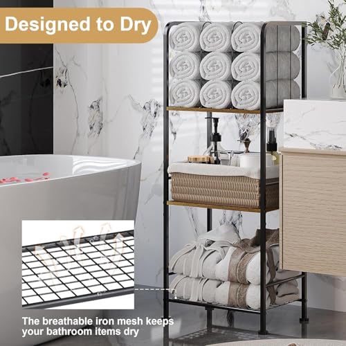 Towel Rack Free Standing, 3-Tier, M-Shaped Detachable Dividers, Durable Metal Towel Holder for Bathroom, Pool Towel Rack, Space-Saving Towel Storage Organizer
