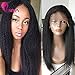 Enoya Natural Looking Italian Yaki Lace Front Wigs/Silk Top Lace Front Wigs Brazilian Remy Human Hair Wigs with Baby Hair for African Americans 130 Density (18