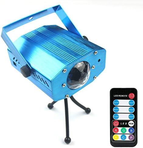 RGB LED Water Wave Ripples Light Sound-activated Portable Projection Effect Stage Light with Remote Controller for Party Disco (Blue)