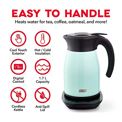 Dash Insulated Electric Kettle, Cordless Hot Water Kettle Matte Aqua