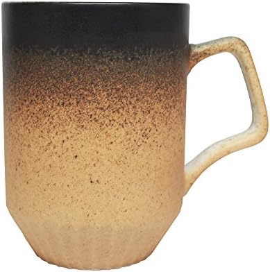 Original Vintage Style Black Brown Mixed Handmade Ceramic Coffee Mugs Cup 12oz (Brown)
