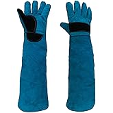 Animal Handing Gloves Bite Proof 23.7 Inch Kevlar Reinforced Multipurpose Pet Leather Glove Padding Dog,Cat Scratch,Bird Handling Falcon Gloves Grabbing,Reptile Squirrel Snake Bite