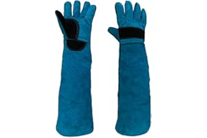 HAULONDA Animal Handing Gloves Bite Proof 23.7 Inch Kevlar Reinforced Multipurpose Pet Leather Glove Padding Dog,Cat Scratch,Bird Handling Falcon Gloves Grabbing,Reptile Squirrel Snake Bite