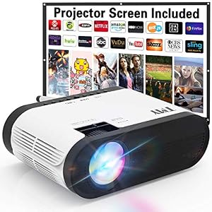 TMY 1080P Full HD Enhanced Projector, Over 7000 Lumens [180 ANSI Brightness] Home Projector, Mini Projector Compatible…