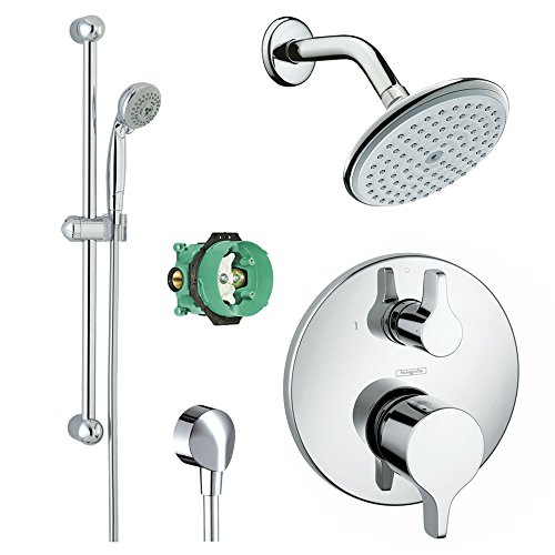 Hansgrohe KSH04448-04343-94PC Raindance Shower Faucet Kit with Handshower Wallbar PBV Trim with Diverter and Rough, Chrome