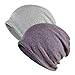 Jemis Womens Cotton Chemo Hat Beanie Scarf - Beanie Cap Bandana for Cancer (2 Pack Gray Purple)