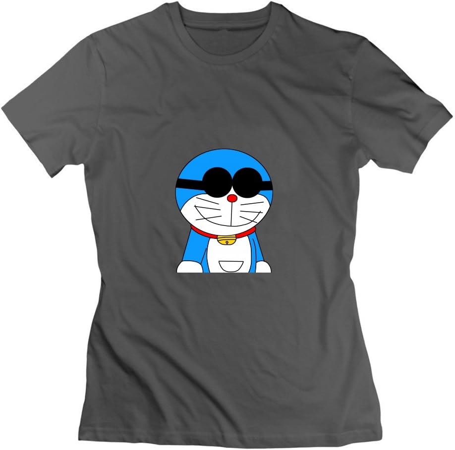 Short-sleeve Lightweight Doraemon Cotton T-shirt Women Gray