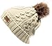 Fleece Lined Cable Knit Pompom Beanie for Women by ANGELA & WILLIAM