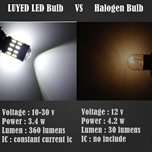LUYED 2 x 360LM Super Bright 3014 30-EX Chipsets Lens BA9 BA9S 53 57 1895 64111 LED Bulbs Used For Side Door Courtesy Lights Map Lights,Xenon White