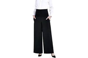 MOMOOD Maternity Work Pants Wide Leg Smocked Waist Cozy Pregnant Pants for women Loose