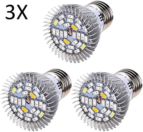 CASTNOO Pack of 3 Led Grow Light, 28W Led Grow Light Bulb with Full Spectrum for Indoor Plants,E27 Grow Plant Light for Hydroponic Greenhouse
