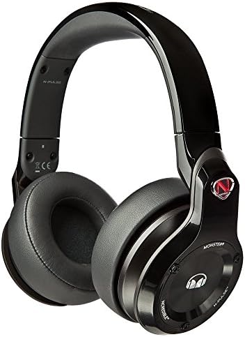 Monster NCredible N-Pulse Over-Ear Headphones with Mic (Black) Plus Portable Headphone Pouch and Aux Cord