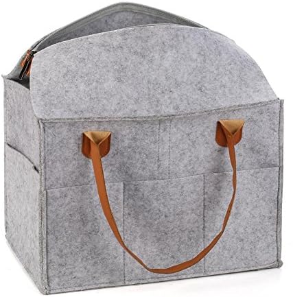 Extra Large Diaper Caddy Nursery Organizer Portable Storage Bins for Baby Diapers Cloth with Lid grey