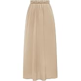 Kate Kasin Half Slips for Women Anti-Static Satin Underskirt Full Length Nude Skirt Lace Trim Short Slips for Under Dresses