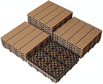 Amazon Pandahome ウッドパネル ウッドデッキ ウッドタイル デッキタイル22枚入 約1 98m のジョイントパネル ベランダタイル 屋内 屋外用の防水 人工木樹脂 庭 バルコニーdiy用品 カーキ ストライプタイプ ウッドデッキ