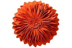JWH Handmade 3D Flowers Accent Pillow Round Sunflower Cushion Decorative Pillowcase with Pillow Insert Home Sofa Bed Living R