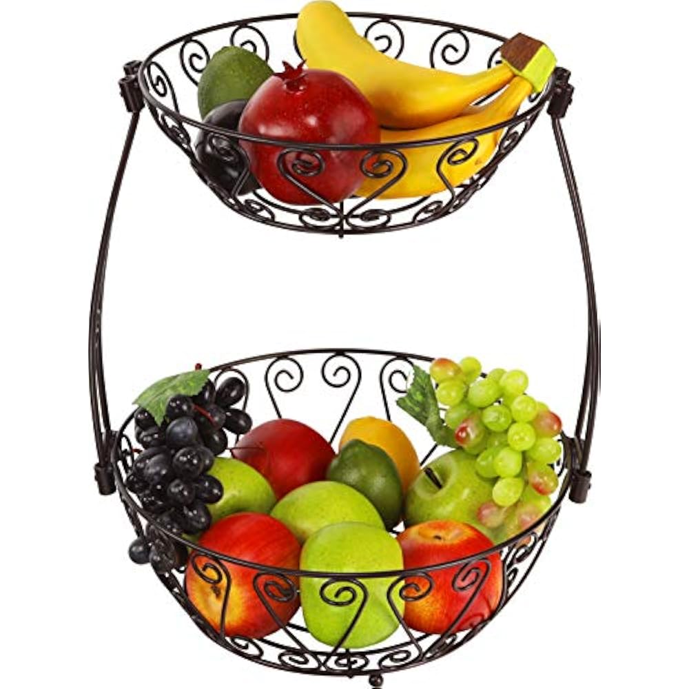 Serving Bowls & Tureens 2Tier Countertop Fruit Basket Storage, Bronze