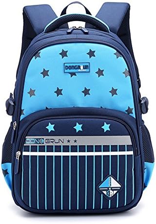 Lightweight Pre School Backpack for Boys Elementary School Shoulder Bag Daycare Kids (Sky Blue and Navy Blue)