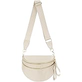 Pure Colour Crossbody Bag Bum Bag for Women,Spacious Purse Fanny Packs Belt Bag,Oversized Bum Bag (Colour Bum Bag-Beige)